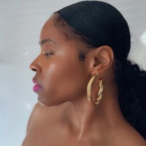 24k gold plated twisty medium to big hoops